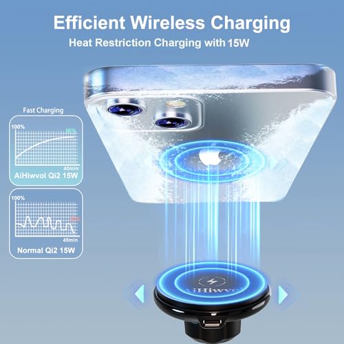 Image of for Qi2 15W Magsafe Car Cup Holder Charger [Heat Restriction], Magnetic Cup Holder Phone Mount Wireless Charger, Fast Charging for iPhone 17 to12 Series[with 30W PD3.0&QC4.0 Car Adapter]
