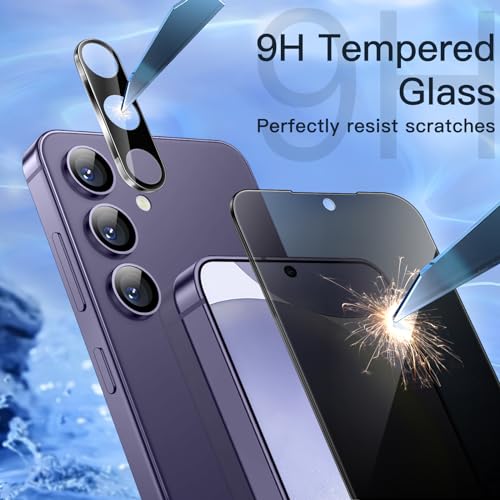 Image of JETech Privacy Tempered Glass Screen Protector Guard for Samsung Galaxy S24+ / S24 Plus 5G with Camera Lens Protector, Anti-Spy, Fingerprint ID Compatible, 2-Pack Each