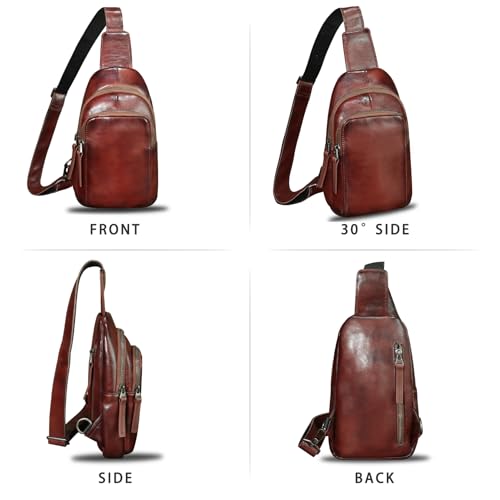 Genuine Leather Sling Bag for Women and Men Vintage Handmade Leather Sling Backpack Shoulder Crossbody Bag Chest Purse4
