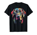 Labrador Retriever Colorful Dog Face Funny Lab Lover Black T-Shirt, Men, Black, X-Large