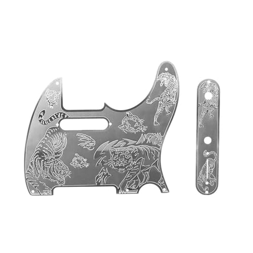 Pickguard pour guitare 5 trous en métal sur scène avec motif tigre