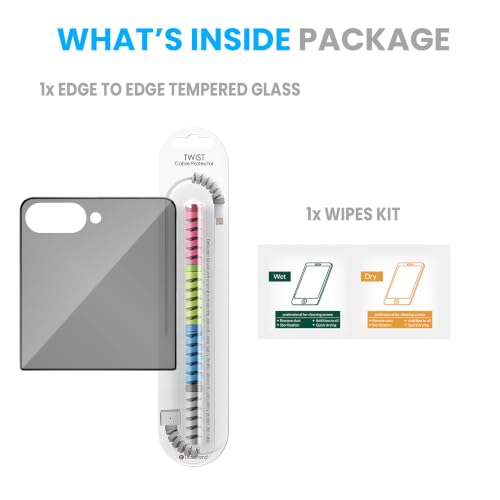 Image of FIRST MART Privacy Tempered Glass for Samsung Galaxy Z Flip 8 & Samsung Z Flip 7 With Cable Guard & Installation Kit | Anti-Spy 9H Screen Protector, Edge-to-Edge, Case-Friendly | Black