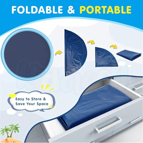 Image of Kidology Splash Pad for Kids - 58 inch Inflatable Sprinkler Water Play Mat for Toddlers & Children - Outdoor Backyard Summer Toy for Ages 3-10 - Non-Slip Splash Pool for Boys & Girls Baby Water Toys