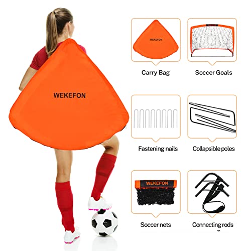 Wekefon Soccer Goals, Set Of 2 - Size 3.6'X2.7' Portable Foldable Pop Up Soccer Net For Backyard Training Goal For Kids And Youth Soccer Practice With Carry Bag #TOP1
