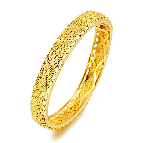 Bracelet Or 24K Dubaï Mariée Éthiopien Turc Afrique Arabe Bijoux Charme Musulman Femmes