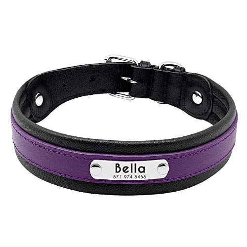 PET ARTIST Collar para Perro con Nombre de Perro Grabado Personalizado de Piel Acolchada para Mascotas, Etiquetas de identificación para Mascotas thumbnail