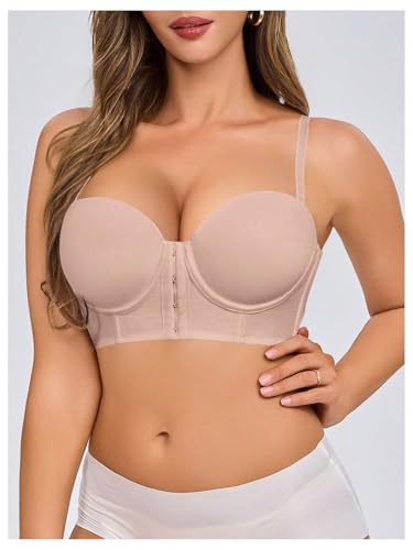 Image of SweatyRocks Women's Front Closure Bandeau Bra Strapless Push Up Underwire Bras