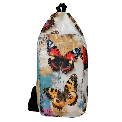 Sac à bandoulière papillons colorés imprimé rétro bohème