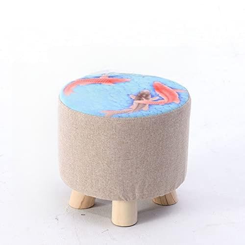 QIFFIY 28x25 cm Taburete Redondo Dormitorio de Madera Muebles de Comedor Zapato de Zapatos Rack Soft Pouf Beach Otomano Maquillaje Silla (4 Patas) Taburete Otomano (Color : Medium)