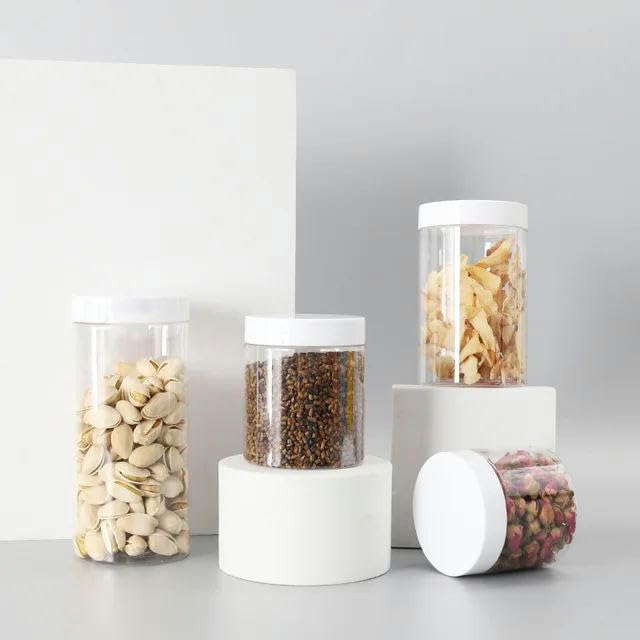 24x barattoli trasparenti 150ml 200ml 250ml 300ml contenitori per imballaggio cosmetico vuoti trasparenti con coperchi-250 ml-con coperchi bianchi-plastica