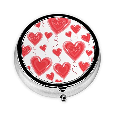 ミニ ピルボックス ロマンチック レッド ハート柄 鉄メッキ ラウンドボタン デザイン 防水