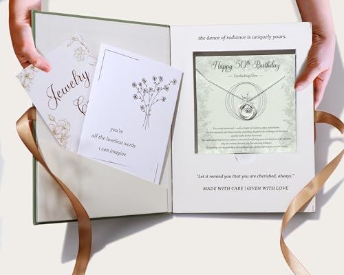 Krfy Birthday Gifts for Women Unique - 925 Sterling Silver Necklace with Moissanite 30th 40th 50th 60th 70th 80th 90th Birthday Present for Mom Turning 30 40 50 60 70 80 90 Years Old Birthday Card2