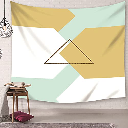 Tapiz de pared hexagonal y triangular KnSam de poliéster lavable en blanco, azul y amarillo 3
