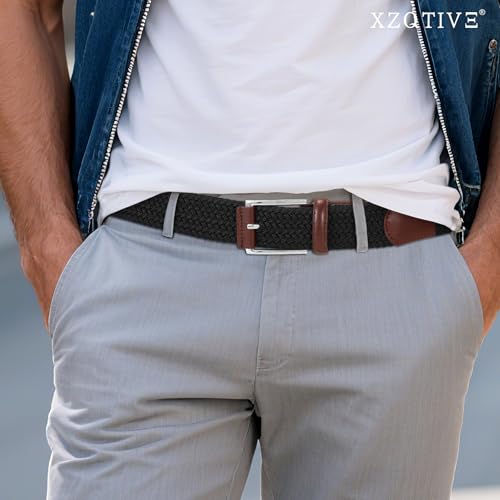 Image of XZQTIVE Braided Stretch Belt Mens Gift Elastic Woven Belt for Golf Casual Pants Shirts Jeans