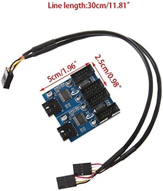 Kalolary 9pin USB header Male 1 to 4 Female Extension Cable Card Motherboard 9-Pin USB HUB USB 2.0 9 pin Connector Adapter Port Multilier Usb Header Splitter