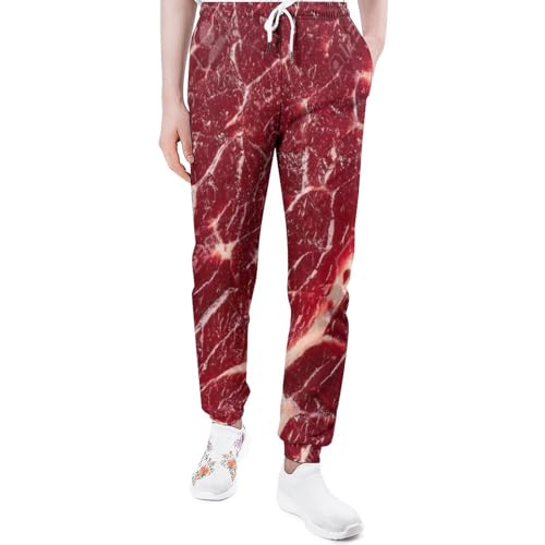 Beef Steak Texture Meat Casual Mens Sweatpants Women Lounge Athletic Pants with Pockets Running Jogger
