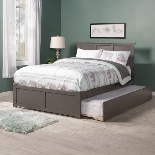 AFI Madison Queen Size Platform Bed with Footboard & Twin XL Trundle in Grey