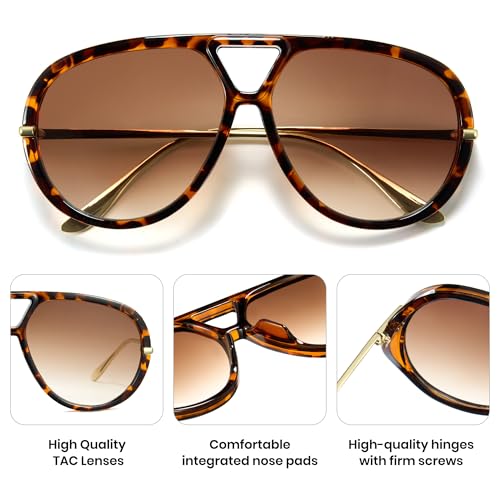 Cyxus Aviator Sunglasses for Women Men Oversized Tangle Free Retro 70s Vintage Trendy 13194