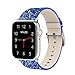 WALOO Genuine Leather Bling Glitter Sparkly Replacement Watch Band Compatible With Your Apple Watch Series 7/6/5/4/3/2/1/SE Fits Sizes 38mm/40mm/41mm/42mm/44mm/45mm (42/44/45mm, Blue)