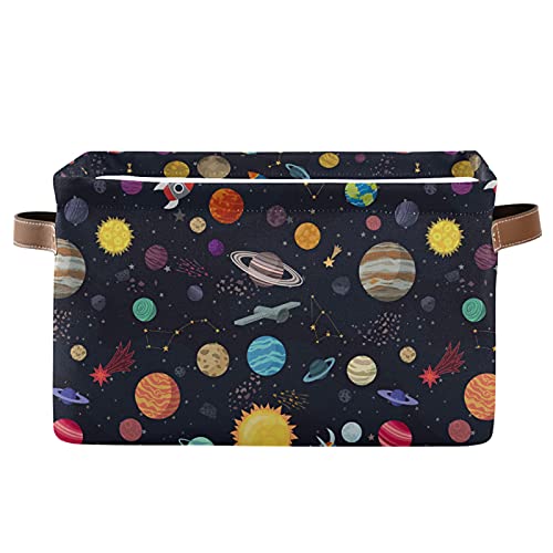 Xigua Carton Space Spaceships Rectangular Storage Bin Canvas Square Storage Basket With Handles For Home,Office,Books,Nursery,Kid's Toys,Closet & Laundry #TOP20