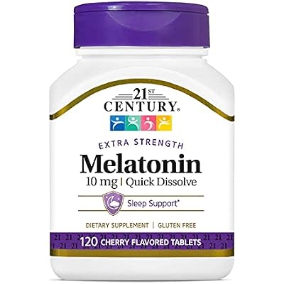 21st Century, Melatonin, Cherry Flavor, 10 Mg, 120 Quick Dissolve Tablets - 2pc