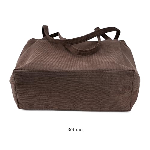 Image of Corduroy Tote Bag Cute Tote Bags for Women Shoulder Bag with Inner Pocket for Work Beach Travel and Shopping Grocery