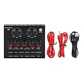 Función de auriculares: ajuste de tamaño de reverberación, ajuste de volumen del micrófono, ajuste de sonido alto y bajo, control de volumen de grabación, control de volumen (función de auriculares). Cambiador de voz. Compatible con móviles, ordenadores, tabletas, instrumentos electrónicos y algunos dispositivos de juego.