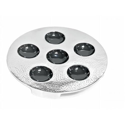 Hammered Stainless Steel Seder Plate Silver & Black