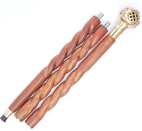 Canne de marche en bois poignée laiton pour homme et femme style victorien chic