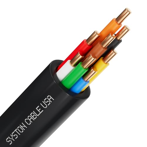 SYSTON 18/8 Sprinkler Wire 100% Solid Copper Irrigation Control Wire Direct Burial Underground Low Voltage Cable UV Sunlight Resistant PE Jacket for Sprinkler Systems 18 AWG 8 Conductors 50 FT