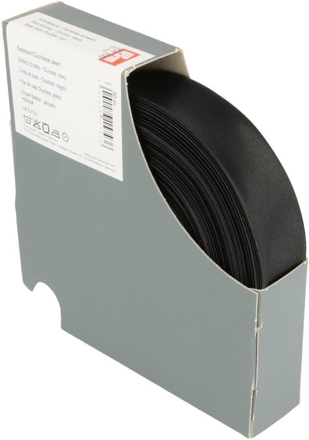 Prym Duchesse Bias Binding 60/30 mm Black, 30 mm Falzung 30 mm