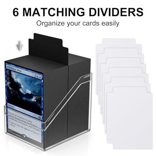 Mlikero Card Deck Cases, 6 Pack Acrylic Card Box for Trading Cards,Sturdy Card Storage Boxes Holding 100+ Sleeved Cards with 6 Dividers, Baseball Cards, and Sport Cards