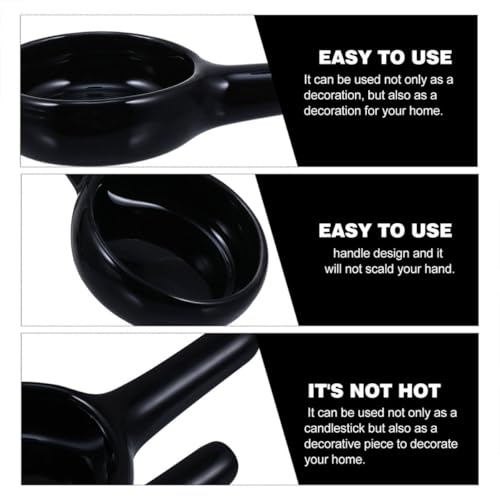 MAGICLULU 黒のセラミック製キャンドルトレイ 取っ手付き シンプルな形状再利用可能 デスクトップの装飾やヨガスタジオや茶室使えるアロマランプホルダースプーンセット [3]