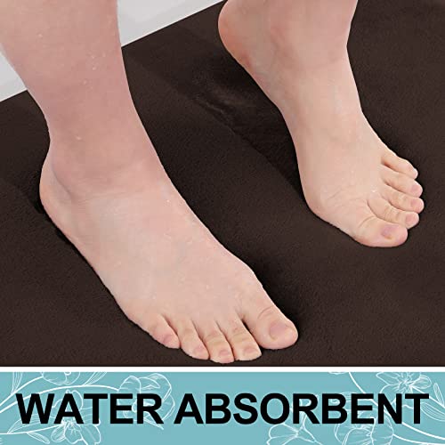 Smiry Memory Foam Bath Mat, Super Soft Absorbent Bathroom Rugs Non Slip Bath Rug Runner For Shower Bathroom Floors, 24" X 16", Brown #TOP3