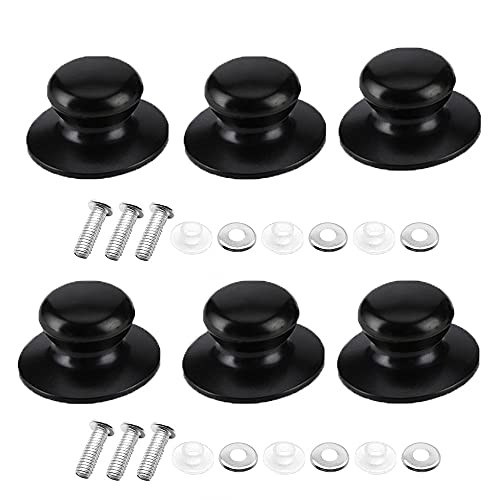 Perillas Utensilios Cocina, 6 Piezas Perillas Tapa Olla, Perillas Tapa Olla Cocina, Perillas Tapa Olla Utensilios Cocina, Perilla Universal Tapa Olla, con Tornillos, para Sartén con Tapa (Negro) Cover