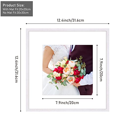 White Wood Square Picture Photo Frame,Compatible with 30x30cm without mat and 20x20cm with mat images for Wall Mounting In Living Room Bedroom,Gallery,Set of 4 - Image 2