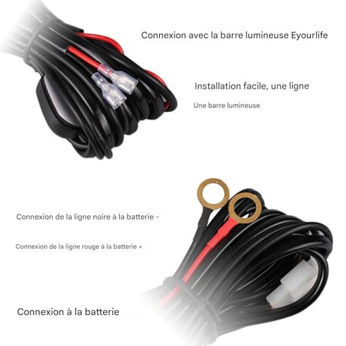 Faisceau lampe robuste 18 AWG résistant à l'eau pour éclairage de voiture et camion