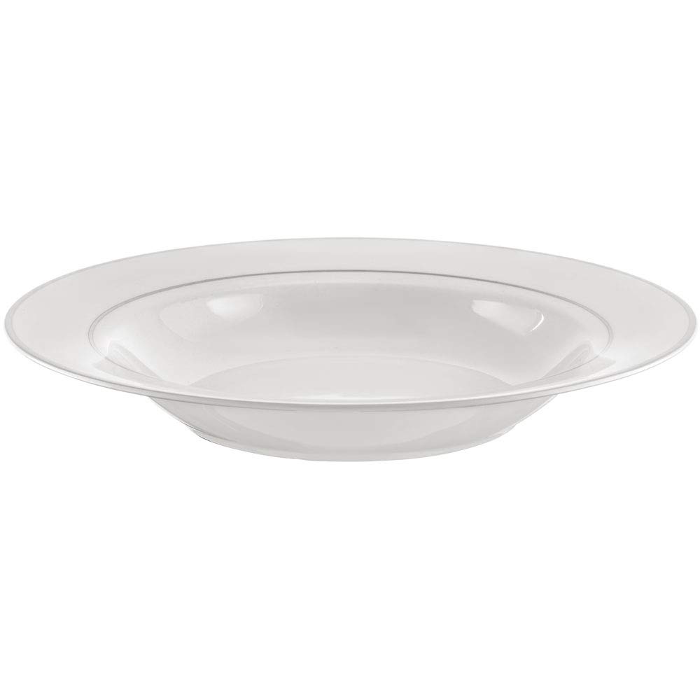 Ambition Serwis Obiadowy Aura Silver 18-elementowy Porcelanowy 6 Osobowy Biały Złoty Zestaw Obiadowy Komplet Talerzy