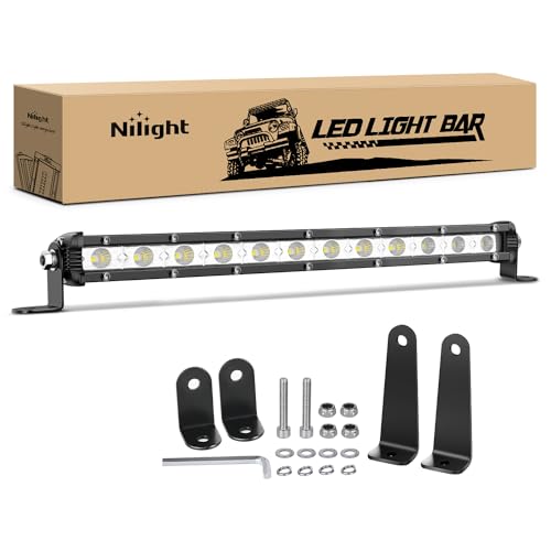 Nilight Single Row LED Light Bar Ultra-Slim Flood Light Bar 13 Inch 36W Fog Driving Work Roof Bumper Lighting for Offroad 4x4 Trucks Polaris RZR SUV ATV UTV