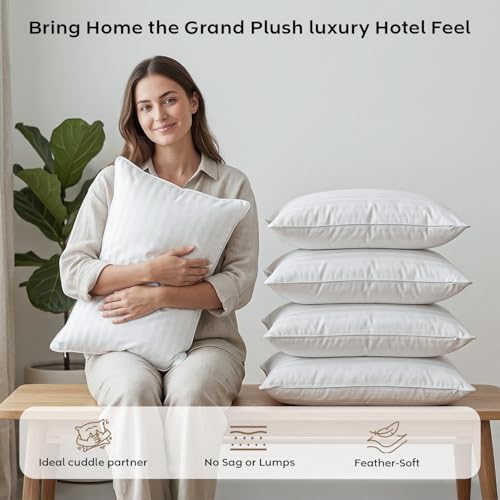 Image of AYKA Microfiber Cushion Filler Set of 4 (12x18 Inch) | Soft & Fluffy Sofa Cushions Inserts | Premium Polyester Fiber Throw Pillows for Sofa, Couch, Bed & Living Room Decor | White