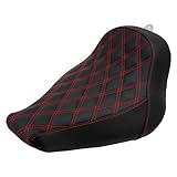 HDBUBALUS Motorcycle Solo Seat Cushion Diamond Leather Seat Compatible with Harley Breakout Fatboy 2018-2023 (Red Thread)