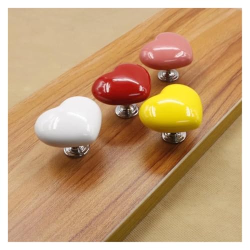 Bouton céramique cœur rouge pour meuble et commode romantique - 7