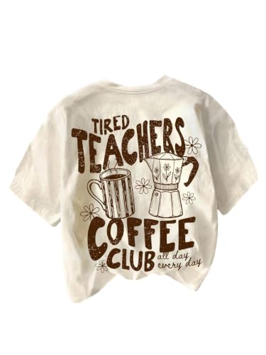 Image of RoseSeek Women's Graphic Letter Tee Crew Neck Trendy Summer Vintage T Shirt