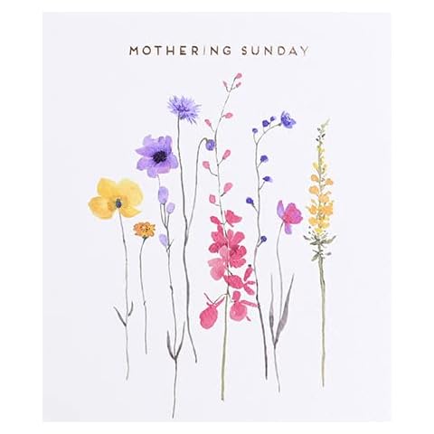 Paperlink Artistic 'Happy Mother's Day' Card - Pretty Mothering Sunday Design with Cut Flowers - Foil Finish - for Her, Multi, 137 x 159mm Cover