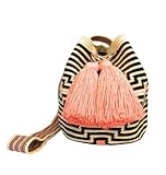 Mochila wayuu média para mulheres, bolsa tejida original colombiana autêntico padrão de crochê presente da Colômbia