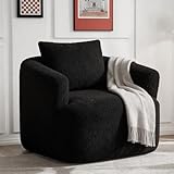 FASADI 360°Swivel Accent Chair, 37.4W Boneless Oversized Chair, Teddy Velvet Comfy Armchair Foam & Spring Filling for Living Room, Bedroom, Apartment, Office, No Assembly