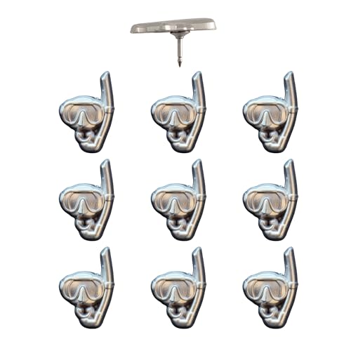 Image of Snorkel Push Pins - Silver Snorkel Map Pins for Cork Boards, Maps, or Lapel Use - Designed in USA - Set of 10