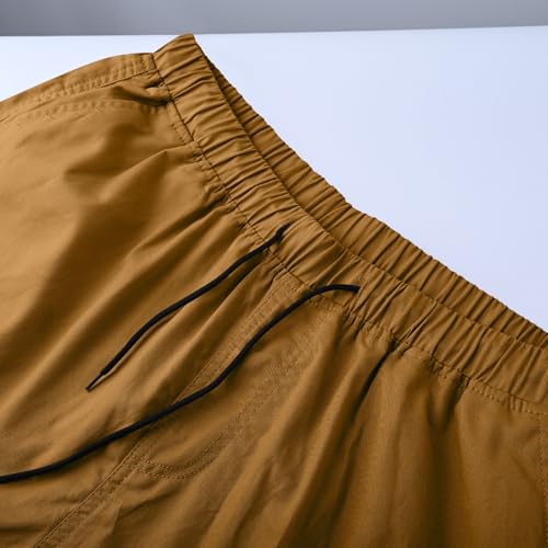 Image of Mens Cargo Shorts Lightweight Stretch Outdoor Hiking Short Gym Casual Shorts Drawstring Elastic Waist Multi Pockets