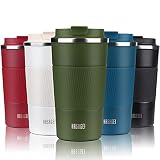 HASAGEI Thermobecher- Kaffeebecher, Isolierbecher, Edelstahl Travel Mug, 380ml/510ml auslaufsicher Vakuum Reisebecher to go mit Deckel, Autobecher, doppelwandig für Kaffee, Wasser (Dunklgrün, 380ml)