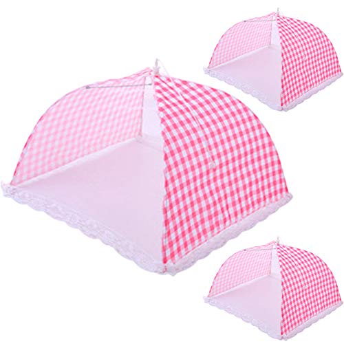 TEERFU 3Pack Food Tents Mesh Screen Food Cover Tent Umbrella Reusable and Collapsible Outdoor Picnic Food Covers Mesh Food Cover Net Keep Out Flies Bugs Mosquitoes Size 32CM